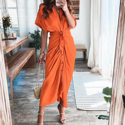 Tie Waist Button Shirt Dress