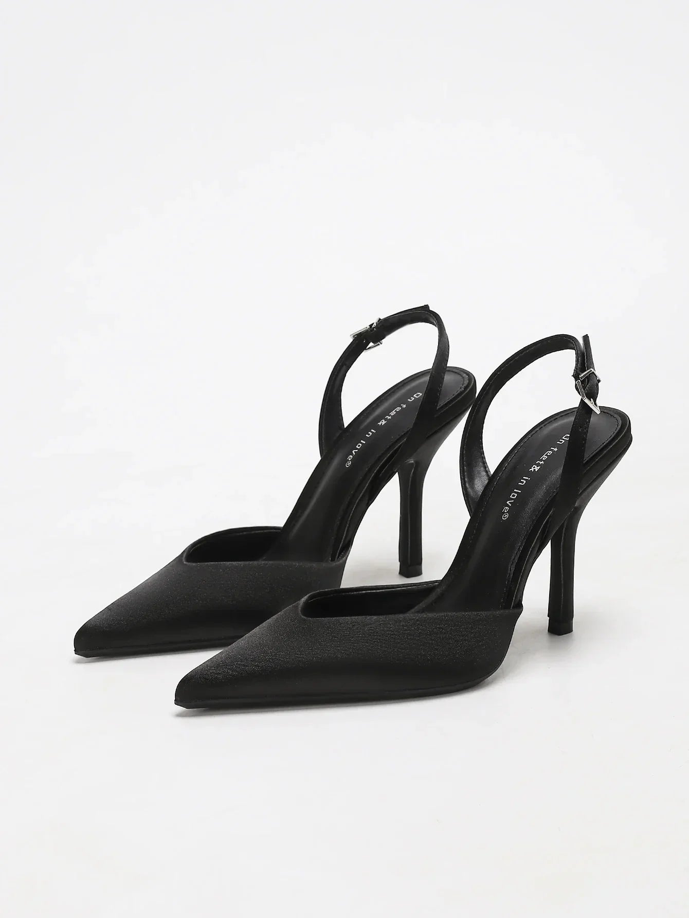 Pointed Toe Satin Slingback Heels for Women