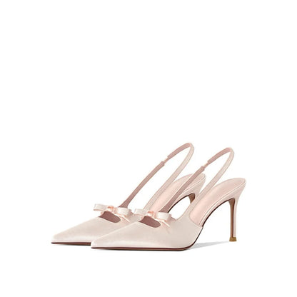 Satin Slingback Heels with Pointed Toe for Women
