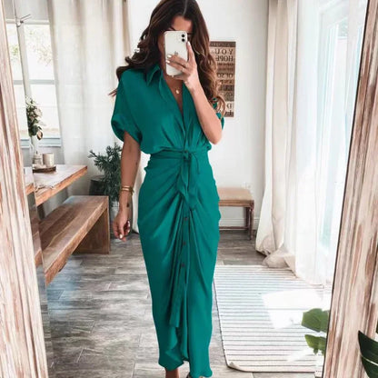 Tie Waist Button Shirt Dress