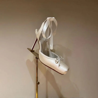 Satin Platform Ankle Strap High Heels for Women