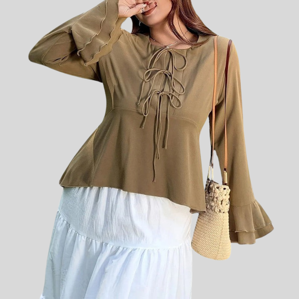 Lace Up Plus Size Blouse