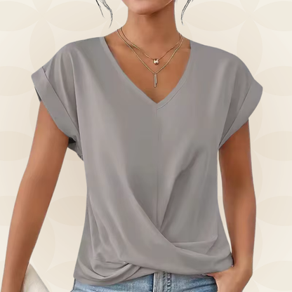 Women's V-Neck Top | V-Neck & Draped Detail