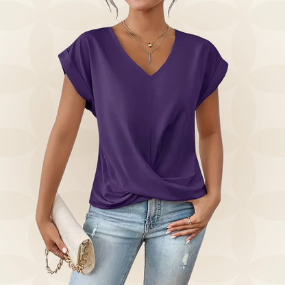 Women's V-Neck Top | V-Neck & Draped Detail