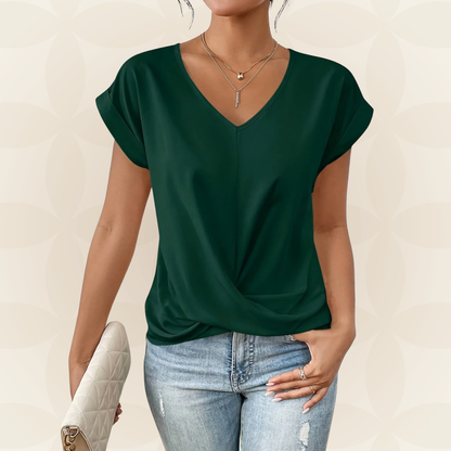 Women's V-Neck Top | V-Neck & Draped Detail
