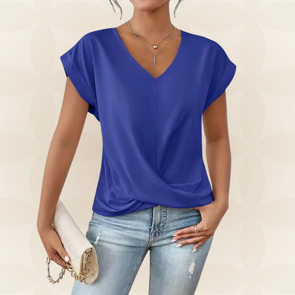 Women's V-Neck Top | V-Neck & Draped Detail