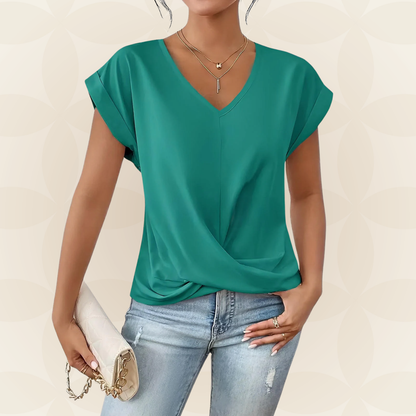 Women's V-Neck Top | V-Neck & Draped Detail