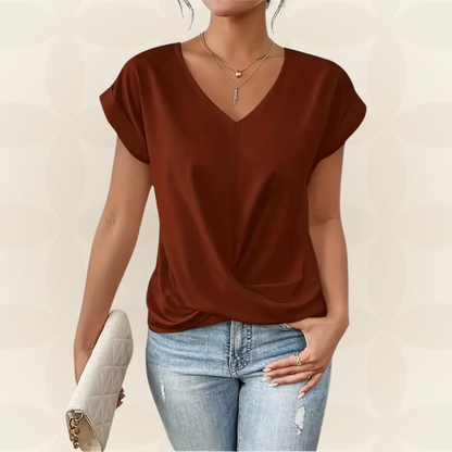 Women's V-Neck Top | V-Neck & Draped Detail