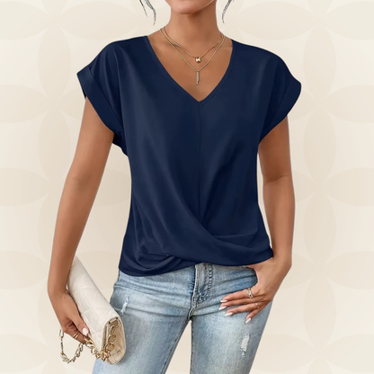 Women's V-Neck Top | V-Neck & Draped Detail