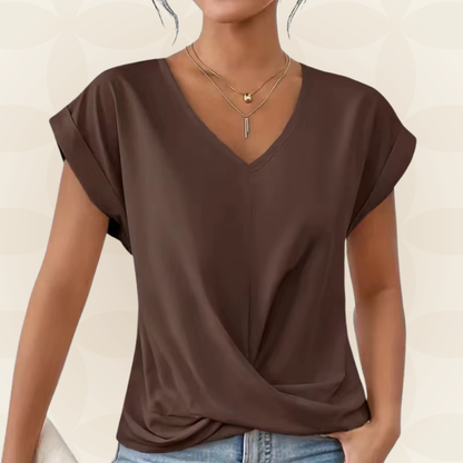 Women's V-Neck Top | V-Neck & Draped Detail