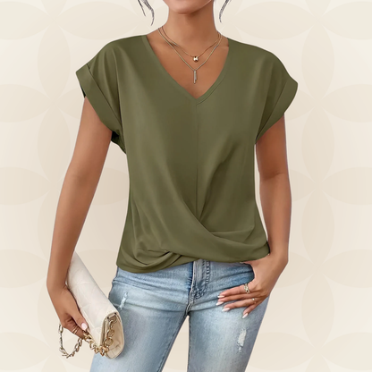 Women's V-Neck Top | V-Neck & Draped Detail