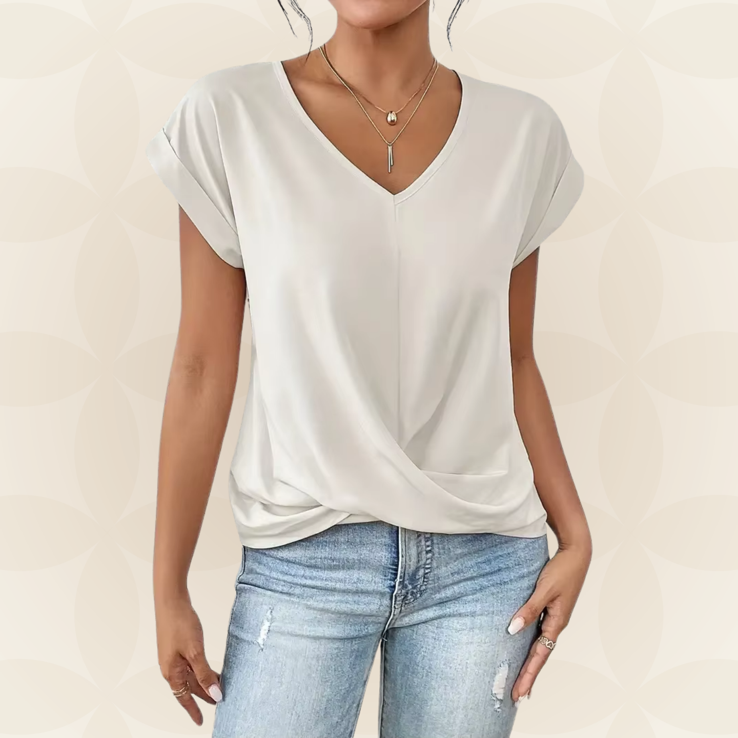 Women's V-Neck Top | V-Neck & Draped Detail