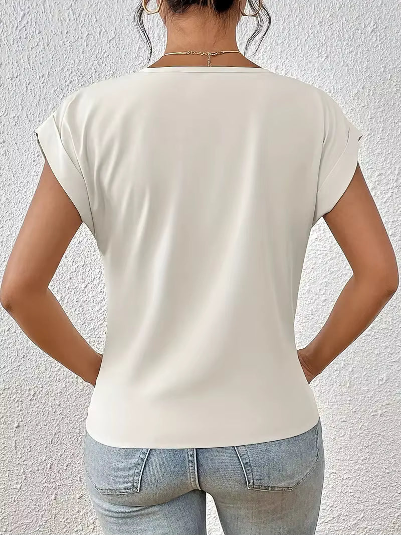 Women's V-Neck Top | V-Neck & Draped Detail