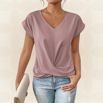 Women's V-Neck Top | V-Neck & Draped Detail