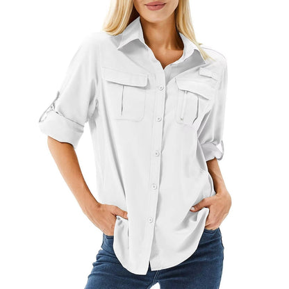 Aria | Women's breathable long sleeve hiking shirt with roll-up sleeves for Travel