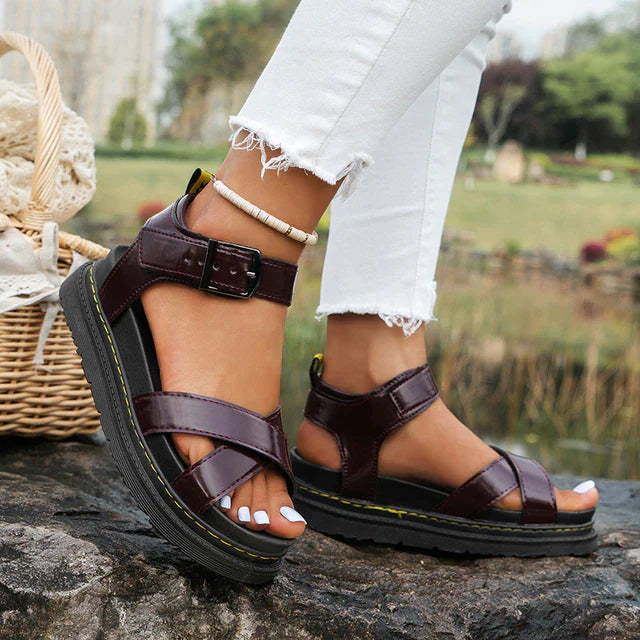 Platform Sandals with Ankle Strap for Women