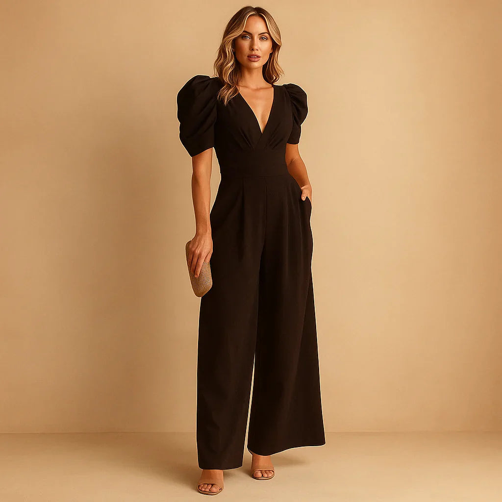 Women's Summer Jumpsuit | Puff Sleeves & Elegant Long Silhouette