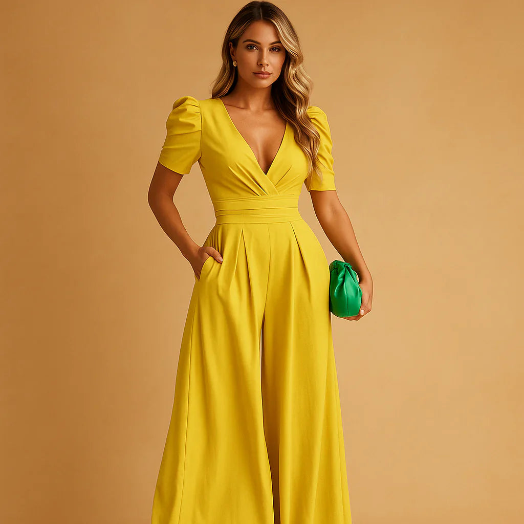 Women's Summer Jumpsuit | Puff Sleeves & Elegant Long Silhouette
