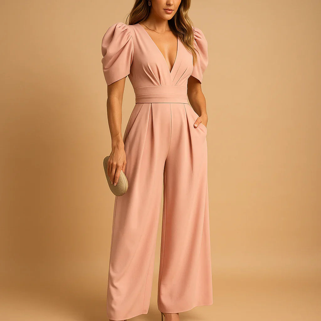 Women's Summer Jumpsuit | Puff Sleeves & Elegant Long Silhouette