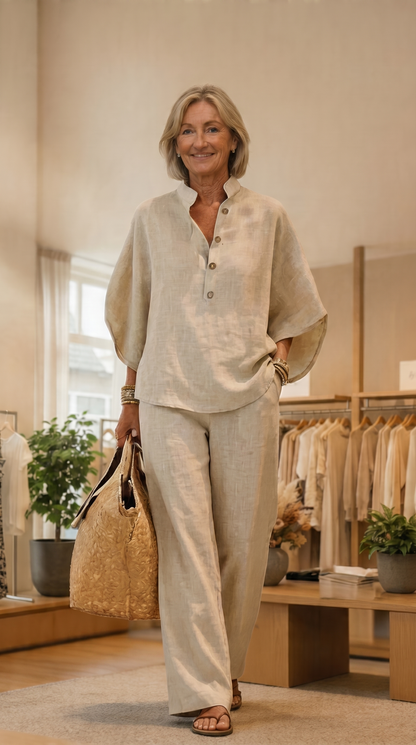 Women's Summer Set | 2-Piece Linen Look & Wide Trousers