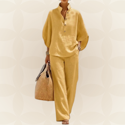 Women's Summer Set | 2-Piece Linen Look & Wide Trousers