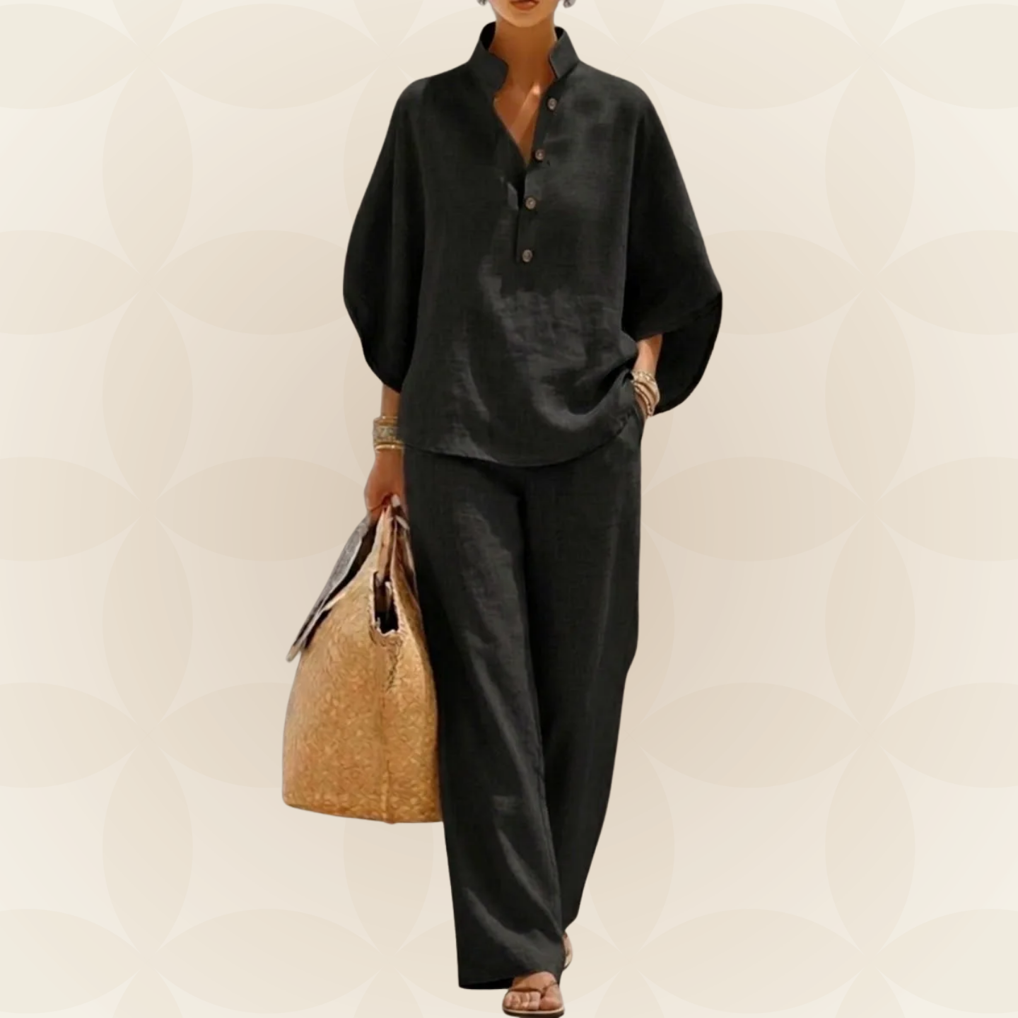 Women's Summer Set | 2-Piece Linen Look & Wide Trousers