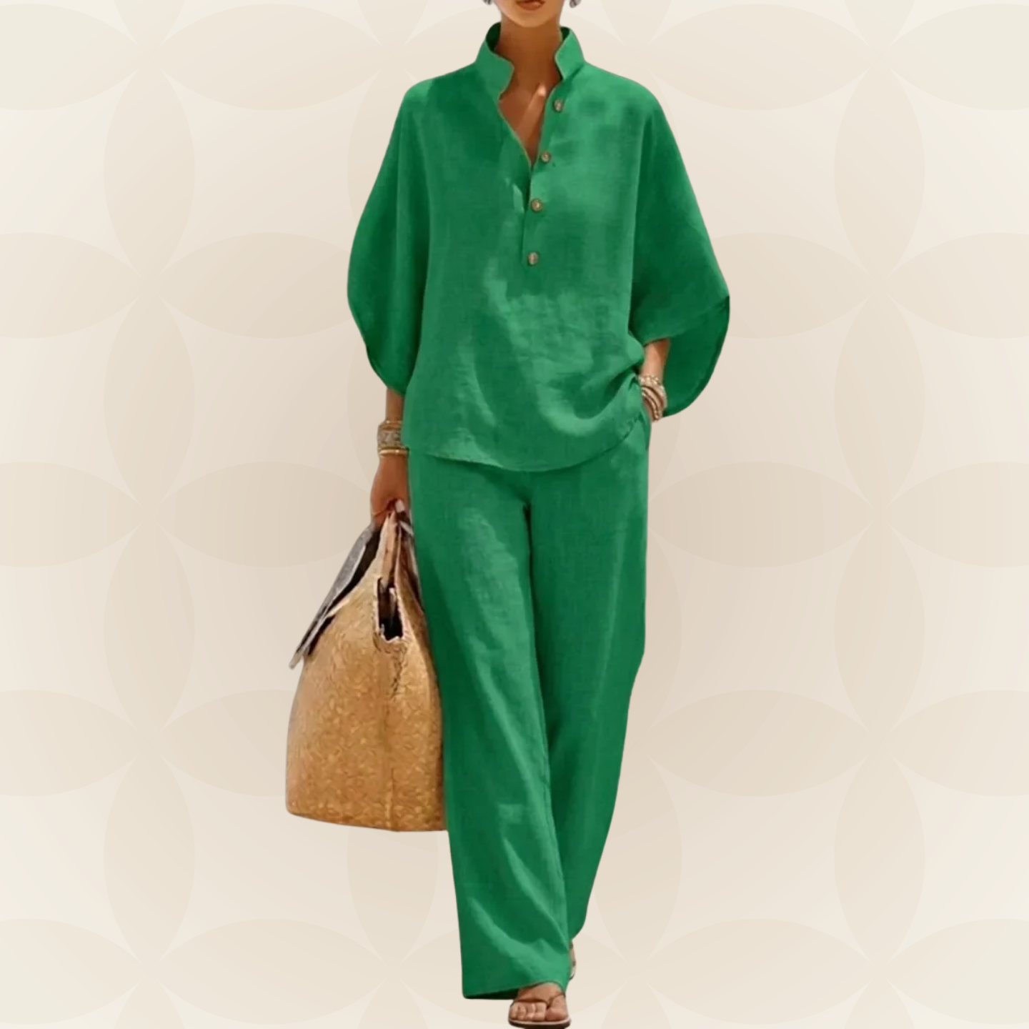 Women's Summer Set | 2-Piece Linen Look & Wide Trousers