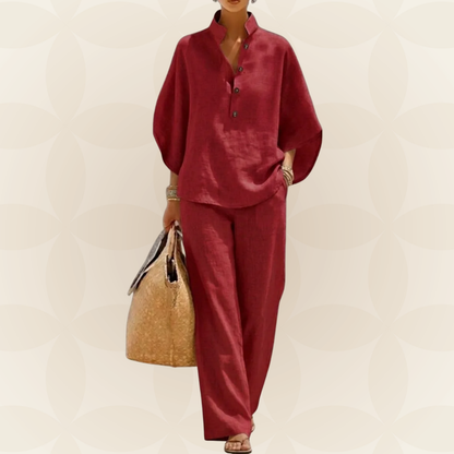 Women's Summer Set | 2-Piece Linen Look & Wide Trousers