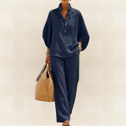 Women's Summer Set | 2-Piece Linen Look & Wide Trousers