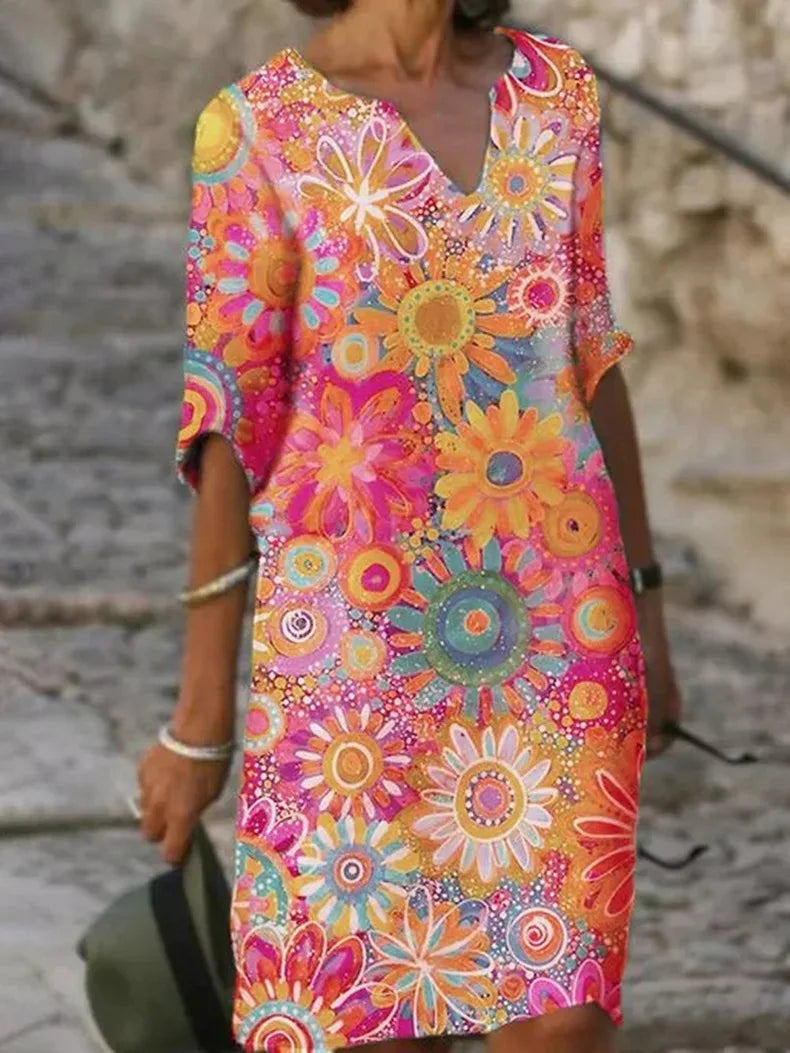 Women's Summer Dress | Floral Print & Half Sleeves