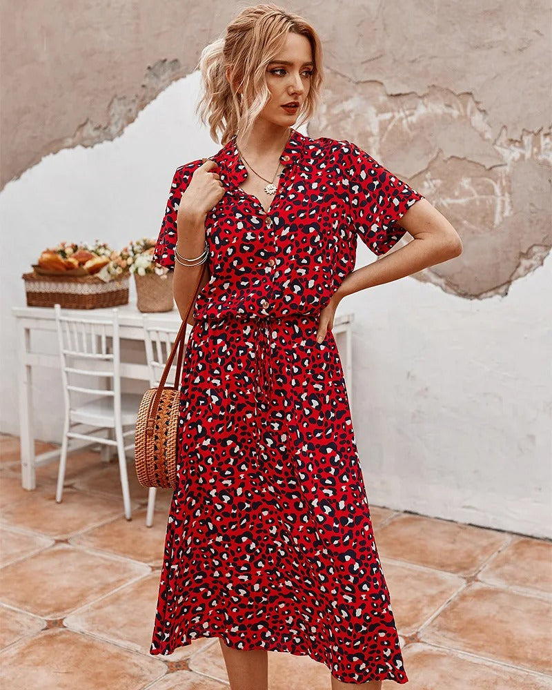 Women's Summer Dress | Midi Length & Adjustable Waist