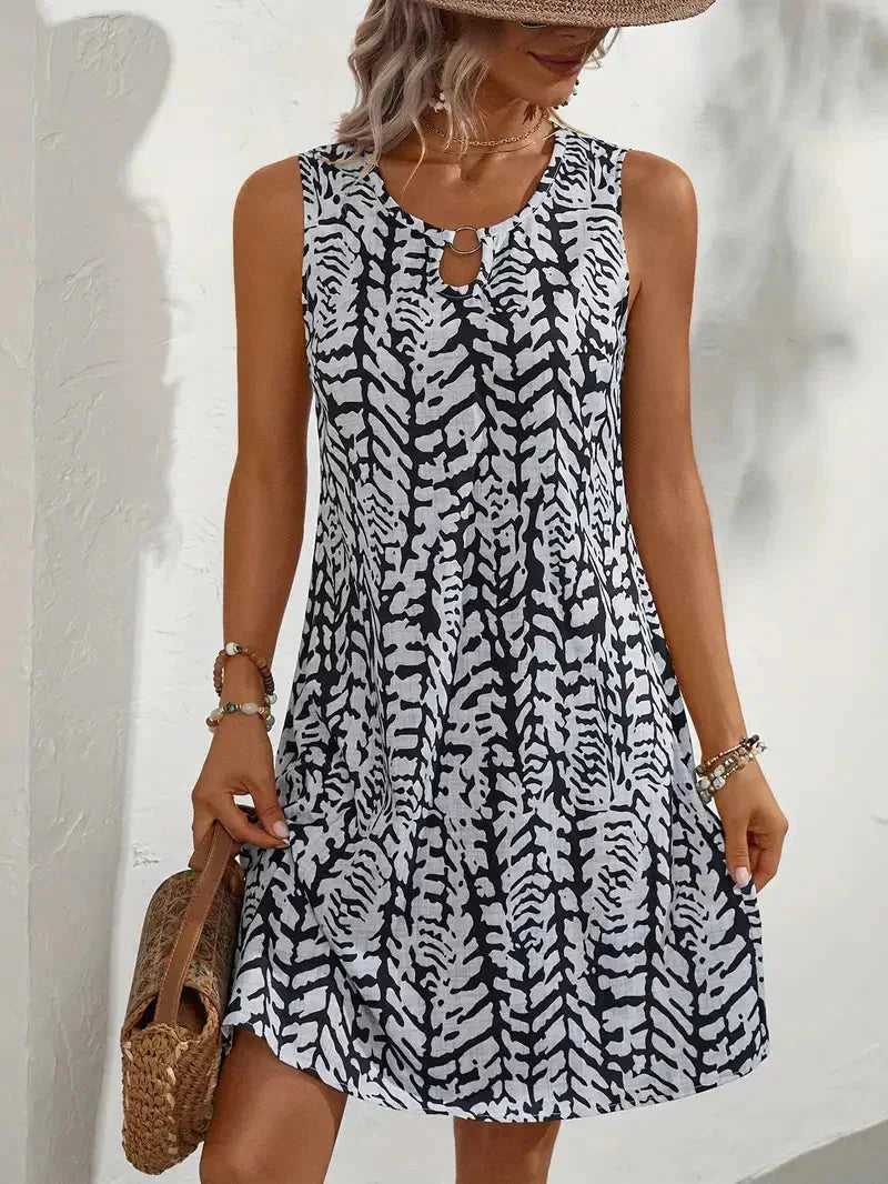 Women's Summer Dress | Sleeveless & Abstract Print