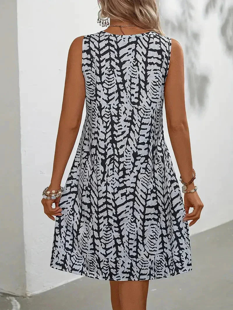 Women's Summer Dress | Sleeveless & Abstract Print