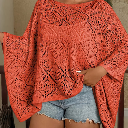 Plus Size Crochet Batwing Top
