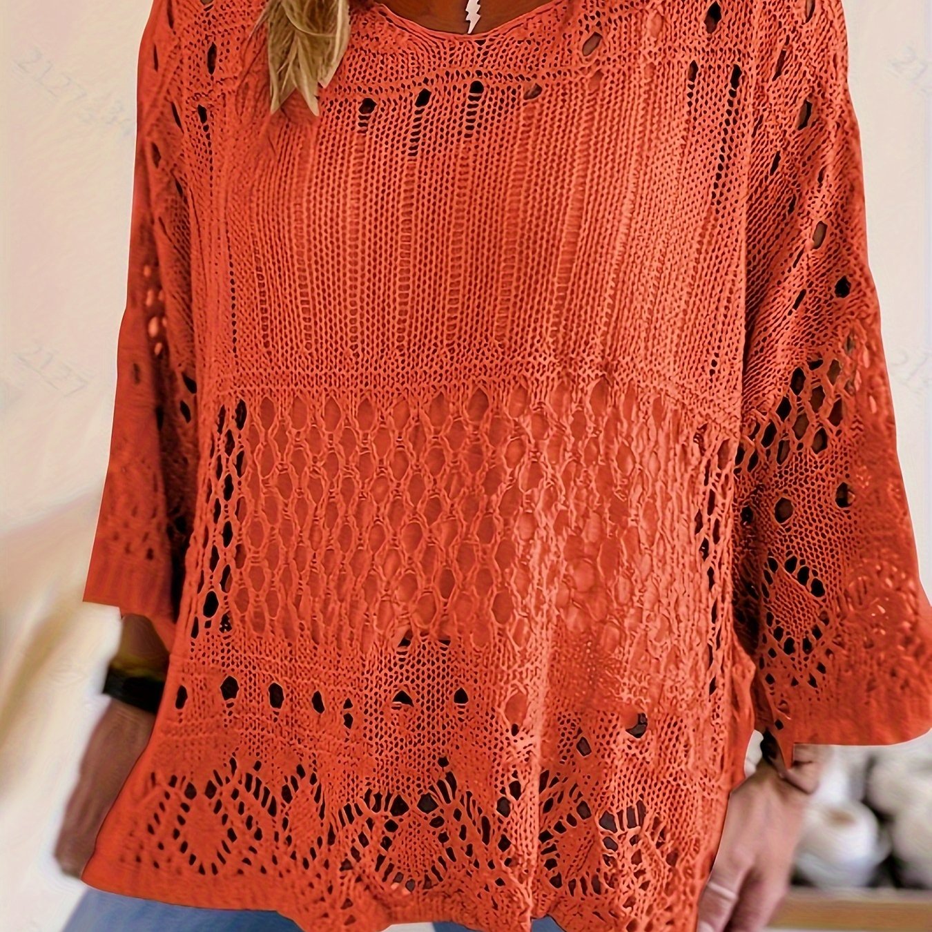 Plus Size Crochet Layered Top