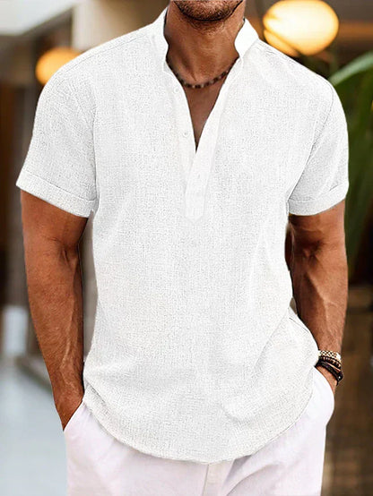 Landon | Men’s Summer Henley Short Sleeve Shirt with Button Placket