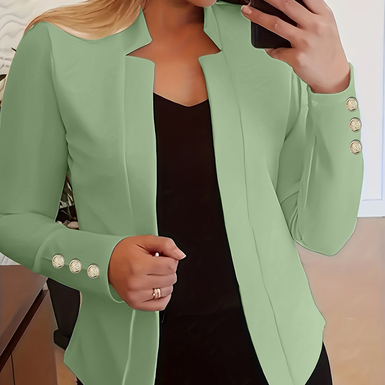 Red Button Detail Office Blazer