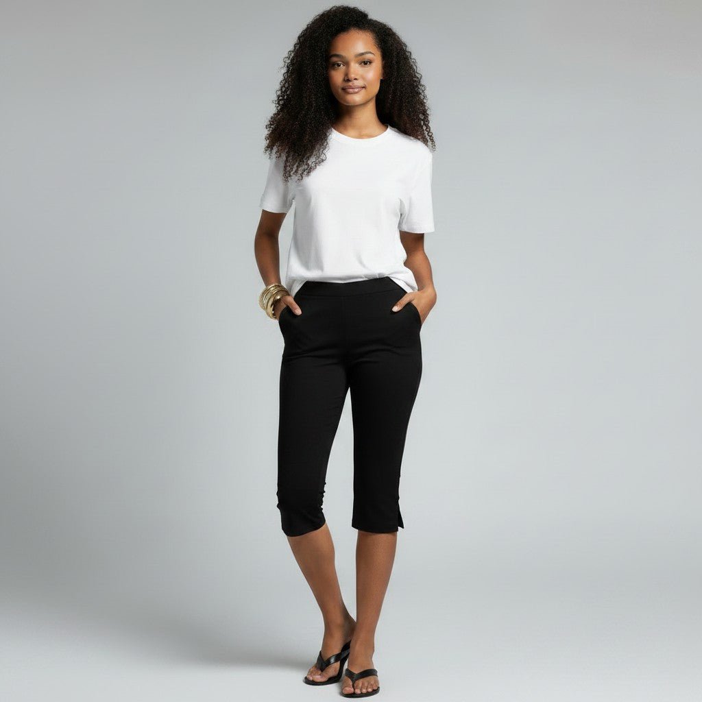 Cropped women's capri pants in 3/4 length with pockets