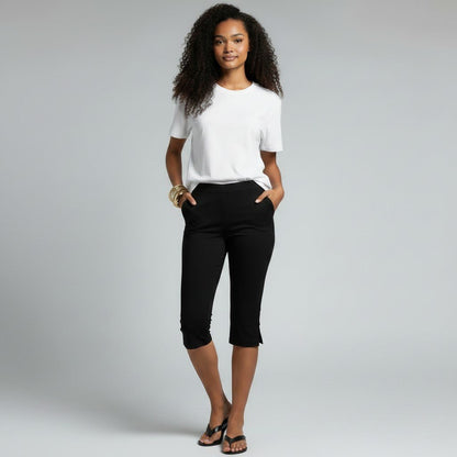 Cropped women's capri pants in 3/4 length with pockets