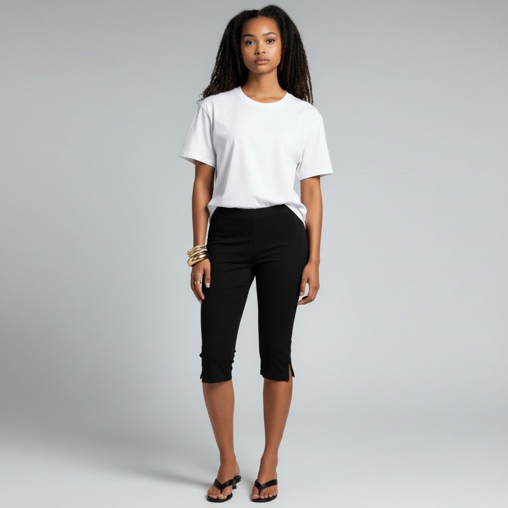 Cropped women's capri pants in 3/4 length with pockets