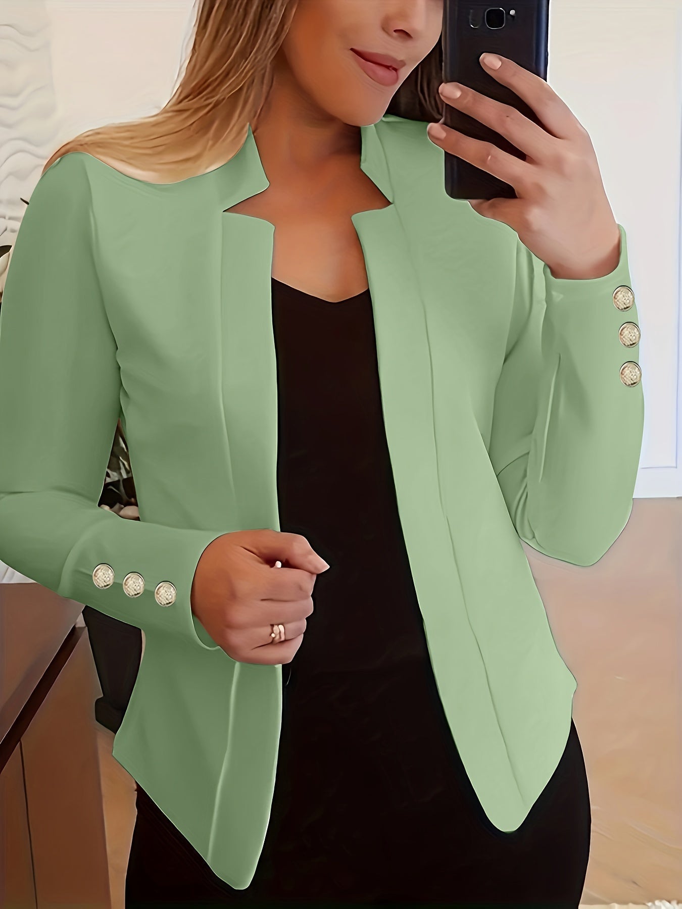 Red Button Detail Office Blazer