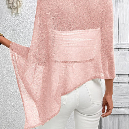 Plus Size Asymmetrical Knitwear Cape Top