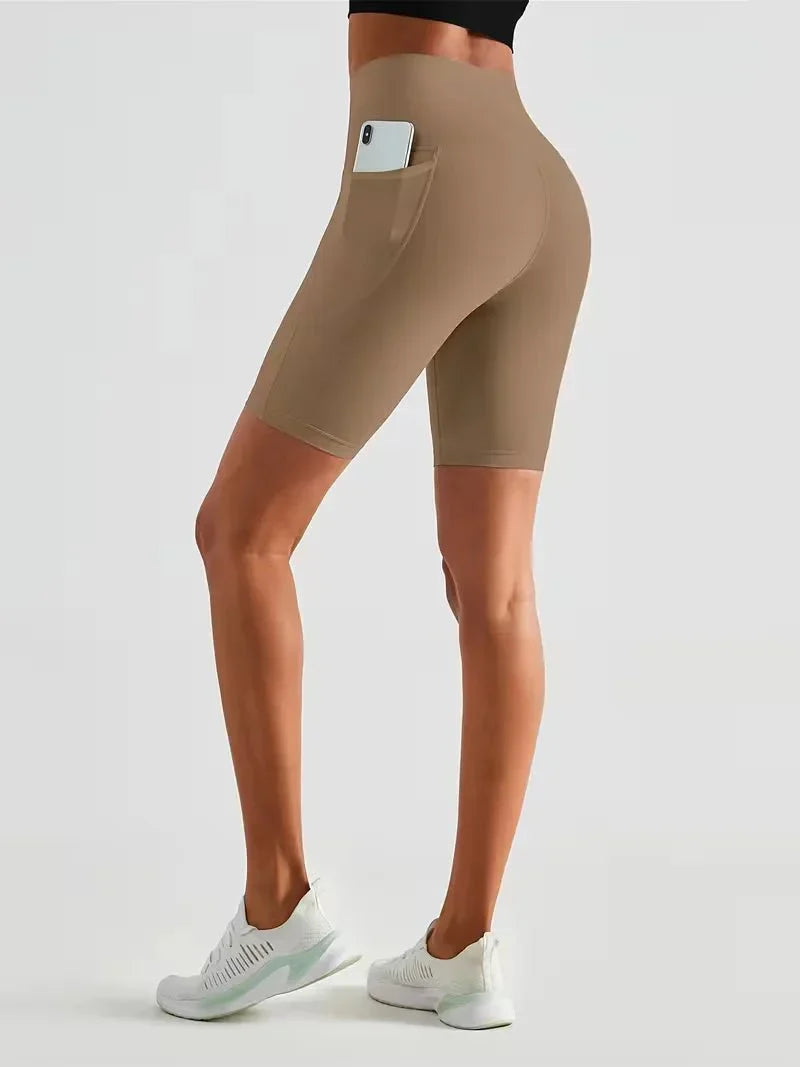 Women's sports leggings shorts with pocket
