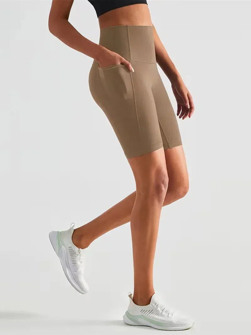Women's sports leggings shorts with pocket