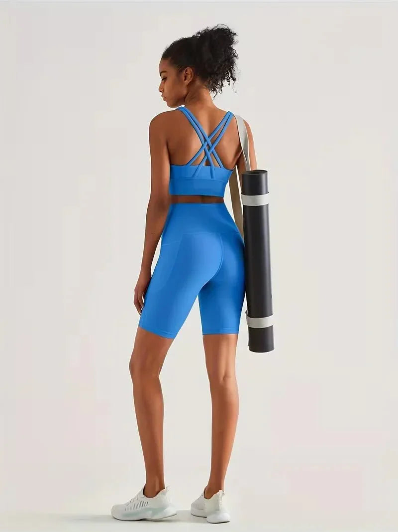 Women's sports leggings shorts with pocket