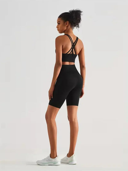 Women's sports leggings shorts with pocket