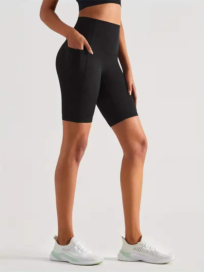Women's sports leggings shorts with pocket