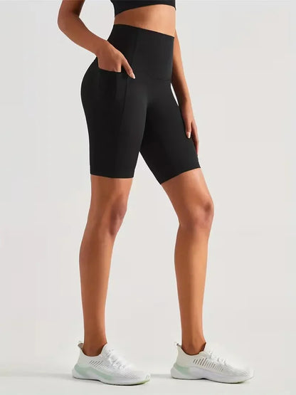 Women's sports leggings shorts with pocket