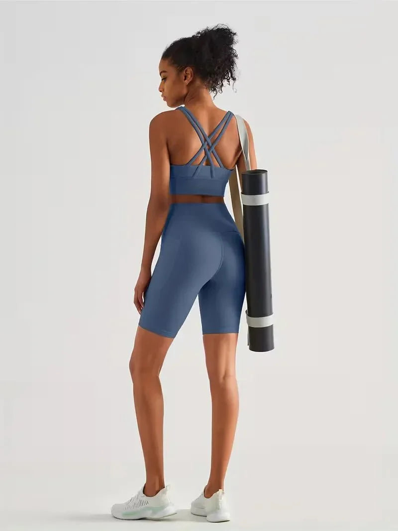 Women's sports leggings shorts with pocket