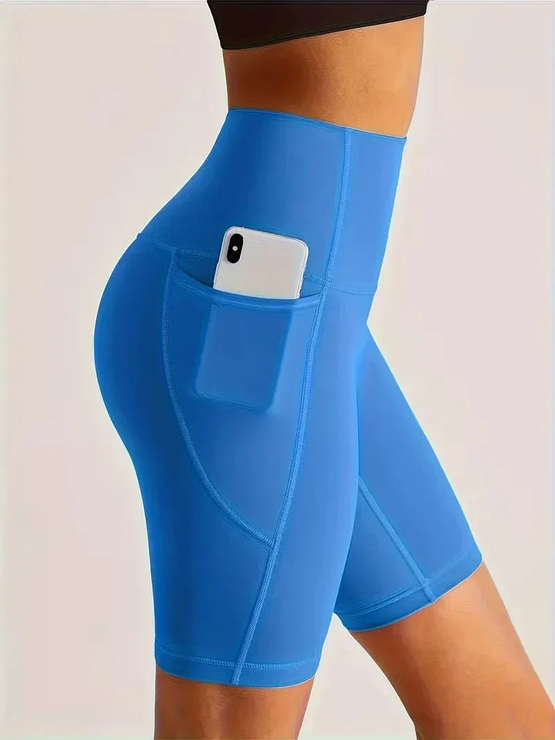 Women's sports leggings shorts with pocket